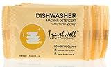 Travel Well Dishwasher Detergent Powder Packets - 100 Individually Wrapped 1.5 Oz Travel Sachets - Eco-Friendly & Paraben Free Formula - Value Pack Cleaning Supplies