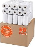 MUNBYN 2 1/4" x 50' Thermal Paper (50 Rolls), BPA Free Receipt Paper, 58mm Thermal Receipt Papers Fits All 58mm Thermal POS Printer, Square Terminal Credit Card Machines thick enough printers clearly