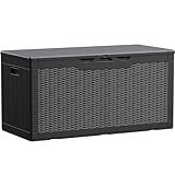 Devoko 100 Gallon Waterproof Resin Deck Box, Large Outdoor Storage Box