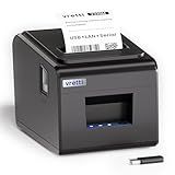 vretti Thermal Receipt Printer, 3'1/8 80mm Direct Thermal Printer with USB Serial LAN Port - Kitchen POS Printer ESC/POS Command Support Cash Drawer