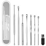 8 Pcs Ear Pick Earwax Removal Kit, Geengle Ear Cleansing Tool Set, Ear Curette Ear Wax Remover Tool with a Cleaning Brush and Storage Box