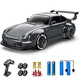 ACAMMZAR RC Drift Car, 1:24 Remote Control Car for Kids, 20KM/H 4WD High Speed RC Cars with LED Lights, Two Batteries, Extra Drifting Tires, Vehicle for Adults Boys Girls