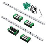 CNCMANS HGR20 Linear Guide Rail Kit - 2Pcs 2200mm Rails and 4Pcs HGH20CA Linear Blocks, Anti Rust, High Precision CNC Parts