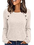 LILLUSORY Womens Tops Long Sleeve Shirts Fall Lightweight Sweaters Apricot M