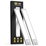 MCGOR 10inch Under Cabinet Lighting, 2 Pack Rechargeable Motion Sensor Light Indoor, 5 Levels Dimmable Magnetic Closet Lights, Wireless Under Counter Lights for Kitchen, Stairs
