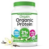 Orgain Organic Vegan Protein Powder, Vanilla Bean - 21g Plant Protein, 6g Prebiotic Fiber, No Lactose Ingredients, No Added Sugar, Non-GMO, For Shakes & Smoothies, 2.03 lb (Packaging May Vary)