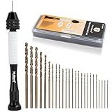 Mulwark Precision Pin Vise Hand Drill Set 25 Pcs - Premium stocking stuffers - Manual Small Hand Drill with HSS Micro Twist Bits for Jewelry, Wood, Plastic, and More - Mini Hand Drill for Crafts