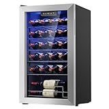Icyglee 25 Bottle Compressor Wine Cooler Refrigerator, Freestanding Wine Cellar, 41-64°F Adjustable Temperature, Double-layer Glass Door, for Home Bar, Red and White Wine, Silver