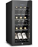 Feelfunn 18 Bottle Compressor Wine Cooler Refrigerator - Freestanding Wine Fridge with Glass Door & Digital Temperature Control, Wine Refrigerator for Red, White, Champagne or Sparkling Wine, Black