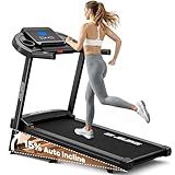 JELENS Treadmill for Home with 0-15% Auto Incline, Foldable Walking Pad Treadmill with 330LBS Weight Capacity and Pulse Sensors, 3.0HP Quiet Walking Pad with App and LCD Display (Black)
