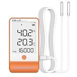 Elitech GSP-6 Bluetooth Data Logger Temperature Humidity for Refrigerator with Shadow Data 100000 Points Export PDF/CSV Report, Pharmacy Vaccine DDL Calibration Certificate, MAX MIN with Dual Probe