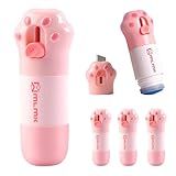 RiskOrb Cute Mini Box Cutter & Thermal Paper Correction Fluid,Identity Theft Protection Roller Stamp, Pink Cat's Paw, 10ML 3Pcs