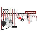 SEDY 68" All Metal Garden Tool Organizer Hooks - Garage Wall Organizer Sturdy Garden Tool Storage System Yard Tool Garage Tool Organizer Wall Mount Shed Organization Shovel Broom Rake Holder