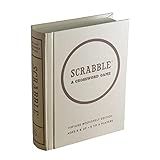 WS Game Company Scrabble Vintage Bookshelf Edition Linen Fabric-Wrapped Book Case with Solid Wood Tiles and Racks, Classic Retro Scrabble Board Game for Family Night, 2 to 4 Players, Ages 8+