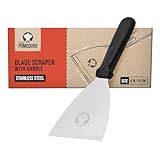 Chef Pomodoro Pizza Dough Scraper Tool 4" (10 cm), Bench Scraper with Handle, Stainless Steel Bench Knife and Metal Chopper for Kitchen, Bread Spatula, Pastry Tool for Food and Baking