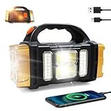 GEEBONFLUGENS Versatile Solar Flashlight with Dual Charging Modes | 4 Light Modes USB/Solar Powered| Portable Emergency Charger & Outdoor Camping Light (Gold)