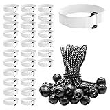 Waltool 60Pcs Goals Net Attachment Straps and 5.9 Inch Soccer Bungee Cords Balls, Heavy Duty Soccer Rebounder Trap Fasteners for Holding Soccer Placement Nets