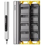 HOTO SNAPBLOQ™ S-A01 3.7V Mini Electric Screwdriver with 56 Bits & 3 Torque Settings, Precision Mini Screwdriver, 250RPM, Brighter LED Light, Repair Tool Kit for Electronics, Phone, Laptop, DIY