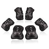 Kids/Youth Knee Pad Elbow Pads Guards Protective Gear Set for Roller Skates Cycling BMX Bike Skateboard Inline Skatings Scooter Riding Sports (Black, Small (3-8 years))