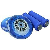 TGM Skateboards Replacement Razor Scooter Wheels, ABEC 7 Bearings, Handle Bar Grips (Blue/Blue)