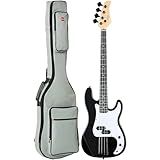 Best Choice Products Full Size Beginner 4-String Electric Bass Guitar, Wooden PB-Style Bass Starter Set w/Padded Carrying Case - Black/White