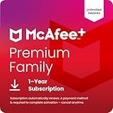 McAfee+ Premium Family Unlimited Devices anti virus software 2026 for pc | Cybersecurity Software with Antivirus Secure VPN Identity Monitoring Scam Protection | 1-Year Subscription with Auto-Renewal
