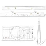 Motipuns 3 Pcs Basic Navigation Set, Include 16 Inch Marine Parallel Ruler with Clear Scales Navigation Divider Marine Nautical Protractor 6 Inch Marine Fixed Points Divider for Boat
