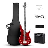 Ktaxon Electric Bass Guitar 4 String Bass Guitar Kit-Red