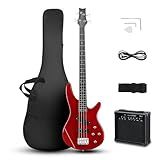 Ktaxon Electric Bass Guitar 4 String Bass Guitar Kit-Red