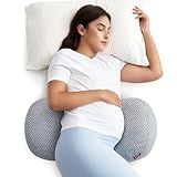 Momcozy Memory Foam Portable Pregnancy Pillow – W Shaped Maternity Great Support for Side Sleepers, Adjustable Travel Wedge Pillow for Back, Belly, and Hip Relief, Ideal for Pregnant Women, Grey