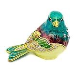 JWT Astyle Turquoise Green Bird Trinket Boxes Hinged,Bird Decor with Crystals Enamel Jewelry Box.Necklace Ring Box Earrings Storage.Collectible Birds Lover Gifts Figurines Home Decor