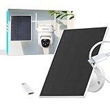 Sovmiku 5W 5V Solar Panel for Security Cameras, 23% Energy Conversion Rate,9.8Ft Cable, Type-C & Micro-USB inteface Compatible,Weather Resistant, 360° Adjustable Bracket, Continuous Power Supply