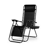 OS MOTOR Zero Gravity Chairs, Portable Folding Reclining Lounge Chairs with Adjustable Pillow and Cup Holder Trays for Outdoor, Patio, Beach, Camping, Garden, Poolside, Black