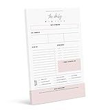 Bliss Collections Daily Planning Pad, To Do List Notebook - Undated Tear-Off Sheets Notepad - Work Calendar, Organizer, Scheduler for Goals, Tasks - Simple (Pink), 6" x 9", 50 Sheets