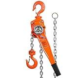VEVOR Manual Lever Chain Hoist, 1-1/2 Ton 3300 lbs Capacity 20 FT Come Along, G80 Galvanized Carbon Steel with Weston Double-Pawl Brake,Auto Chain Leading & 360° Rotation Hook, for Garage Factory Dock