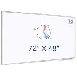 Magnetic White Board Dry Erase Board for Wall，72" x 48" (6ft x 4ft) Wall-Mounted Aluminum Frame Marker Board, Foldable Portable Whiteboard with a Long Pen Tray for School, Classroom, Office & Home