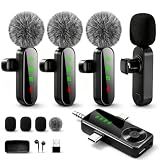 Gicorino 4 Packs Wireless Lavalier Microphone for iPhone/Android/Camera, Upgraded Mini Microphone with Noise Reduction, Mic for Video Recording, Podcasts, YouTube, TikTok, and Vlogging