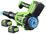 Leaf Blower Cordless - 650CFM Brushless Motor Leaf Blower with 6-Speed Control & Ergonomic Handle - Includes 2 x 5.0Ah Batteries & Fast Charger - Blowers for Lawn Care, Yard, Patio, Leaves, Snow, Dust