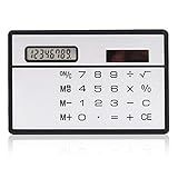 8 Digit Silver and Black Ultra Thin Solar Power Calculator with Touch Screen Credit Card Design Portable Mini Calculator for Business School Basic Office