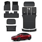 Foronetry Floor Mats for 2025 2026 Tesla Model Y Juniper, 8PCS All Weather Full Set Cargo Liners Accessories, 3D TPE Odorless Floor Mat Trunk Frunk Rear Well Mats Custom for 5-Seater(Not Fit 7Seat)