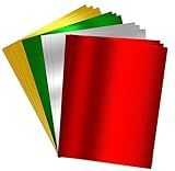 Gift Boutique Metallic Christmas Paper Card stock Sheets 80 Pack Gold Silver Red Green Foil Boards for Flowers Scrapbook Crafts Invitations & Office Supply, 250 Thick Cardboard Letter Size 8.5" x 11"