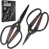 PERWIN Garden Flower Bonsai Scissors,Walnut Wide Handles Pruning Gardening Scissors Floral Shears for Gardening,Succulent Harvest, and Precision Plant Trimming Care