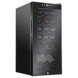 Ivation 18 Bottle Compressor Wine Cooler Refrigerator w/Lock, Large Freestanding Wine Cellar For Red, White, Champagne or Sparkling Wine, 41f-64f Digital Temperature Control Fridge Glass Door Black