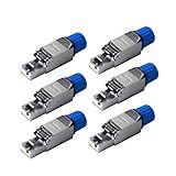 Davonpha Cat8 Toolless RJ45 Connector,Zinc Alloy Shielded Ethernet Termination Plugs for 2000MHz 2GHz 40G Double Shielded Solid LAN Cable Cat7 Cat8 22AWG-24AWG,Tool Less (Connector 6-Pack)