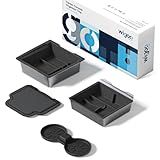 Wigoo Tesla New Model Y Juniper & Model 3 Center Console Organizer [Double Layer Space, Slide Smoothly] Model 3 (2024~2025)/New Model Y Juniper Accessories, 4PCS Black
