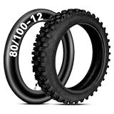 HIAORS 3.00-12 80/100-12 Dirt Bike Rear Tire and Inner Tube Compatible with 90cc 110cc 125cc XR70 CRF70 PW80 TTR90 TTR110 KX65 SSR125 Taotao DB14 Coolster QG214 Tuttio Off Road Motocross Motorcycle