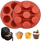 JOERSH 2-PK Egg Bites Silicone Mold for Air Fryer, Non-Stick 7 Cups Air Fryer Egg Muffin Pan Baking Cupcake, Muffin Cake, Tart, Frittata, Quiche