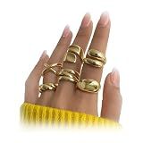 Chunky Gold Rings for Women, 18K Gold Plated Thumb Stackable Statement Sets