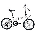 ZiZZO Campo 20 inch Folding Bike with 7-Speed, Adjustable Stem, Light Weight Frame (White)