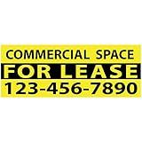 BannerBuzz Commercial Space for Lease Vinyl Banner 11 oz with Metal Grommets & Hemmed Edges for Decoration, Business, Outdoor, Events, Office (48" X 18")